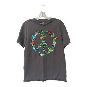 Peace Sign Floral Graphic Tee | Unisex DOM Medium Gray